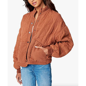 [BLANKNYC] Drop Shoulder Quilted Jacket Rust Lyocell SZ M